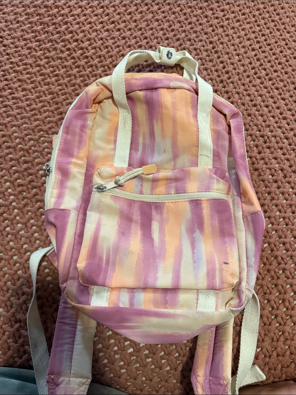 Mini Stripe Pastel Backpack - Pink & Cream